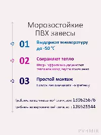 ПВХ завеса для холодильной камеры 0,9x2м. Готовый комплект, морозостойкая